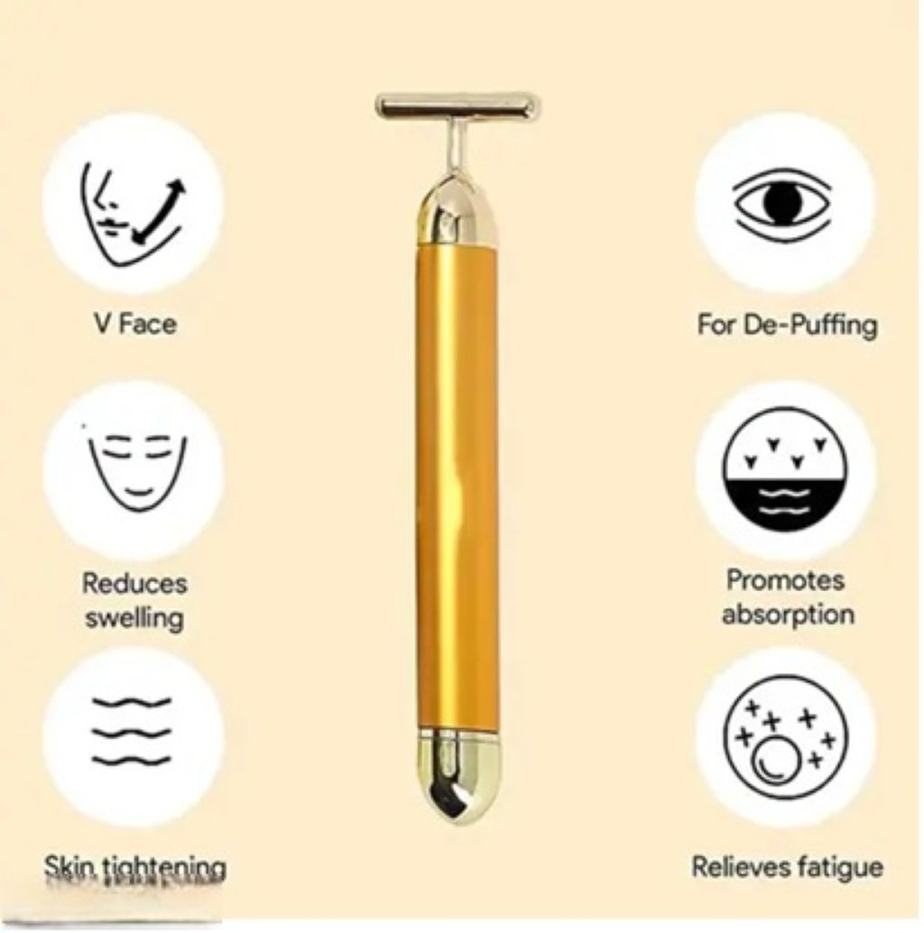 24K Gold Energy Beauty Bar Electric Facial Massage Roller