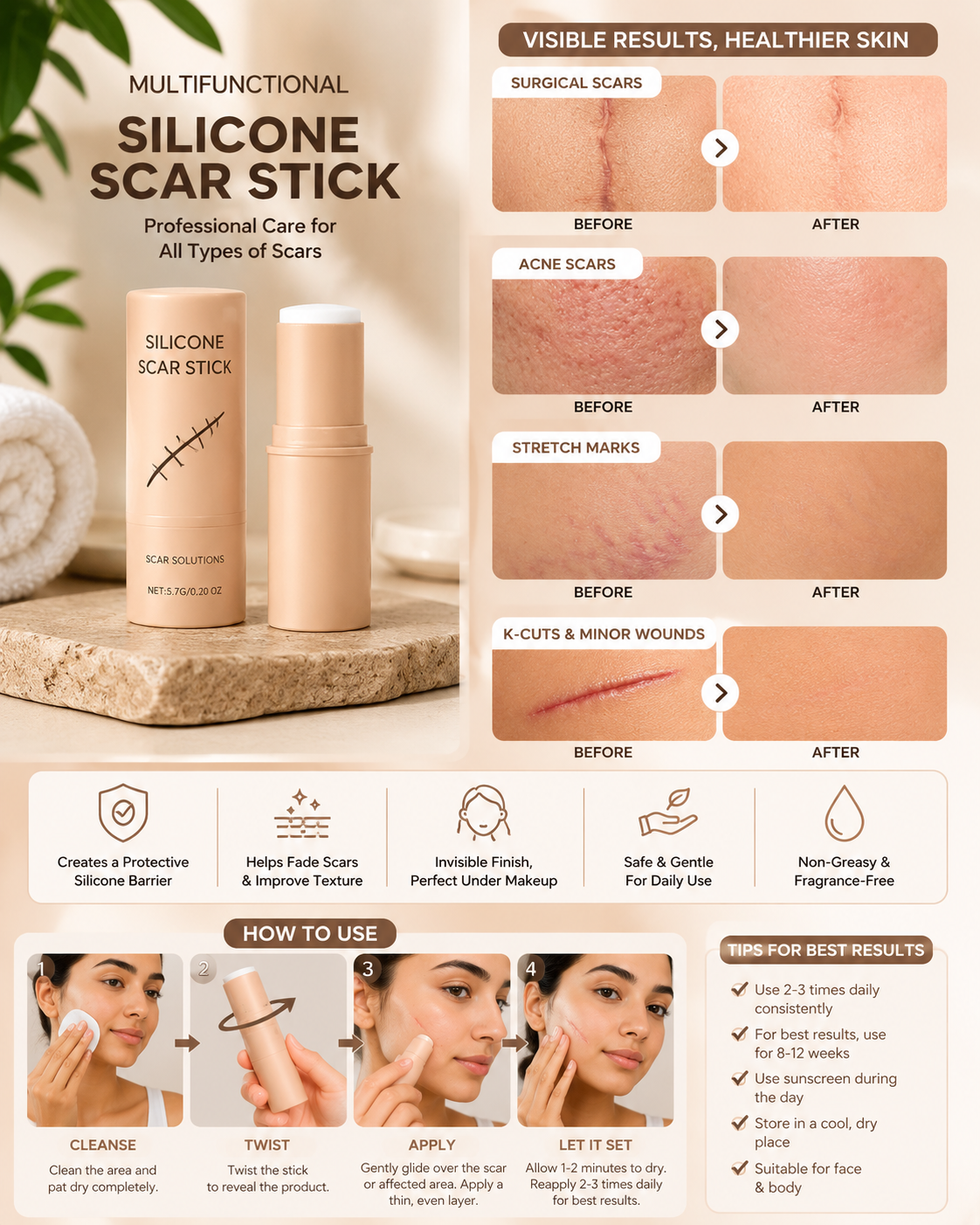Silicon Scar Removal Stick