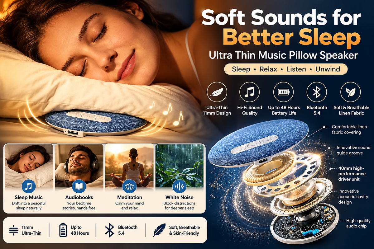 🎵 Ultra-Thin Music Pillow Speaker