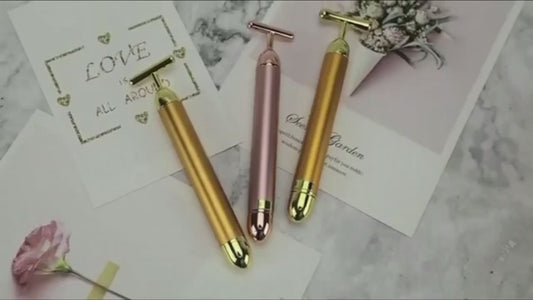 24K Gold Energy Beauty Bar Electric Facial Massage Roller